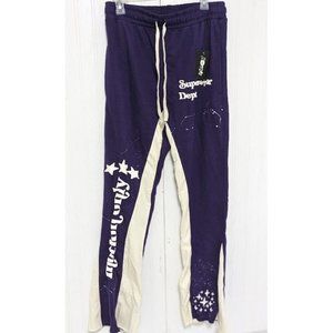 New 410 Superstar Apparel Purple Superstar Dept. Flare Pants Size Large L Men